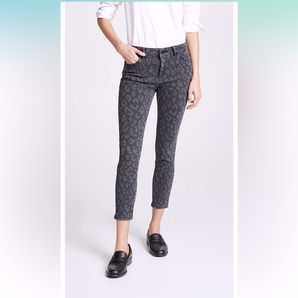 Classic, dark color, DL1961 leopard gray, cigarette style jeans